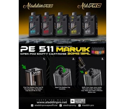 ALADDIN PRO PE 511 OPEN POD SYSTEM AND ALADDIN MARVIK E-LIQUID 15ML
